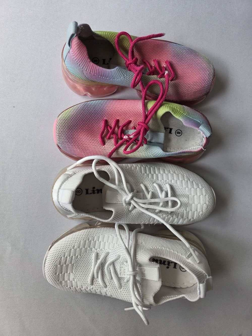 Kids (1 Pair) Rainbow & (1 Pair) White Slip-On Sneakers